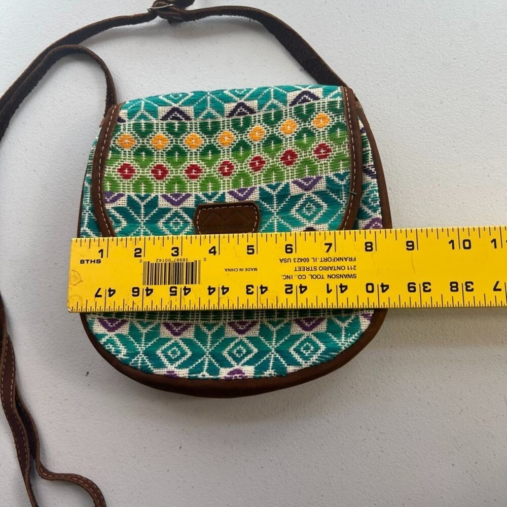 Unbranded Colorful Purse Woven Fabric Leather Crossbody Bag Made In Guatemala - Picture 3 of 11